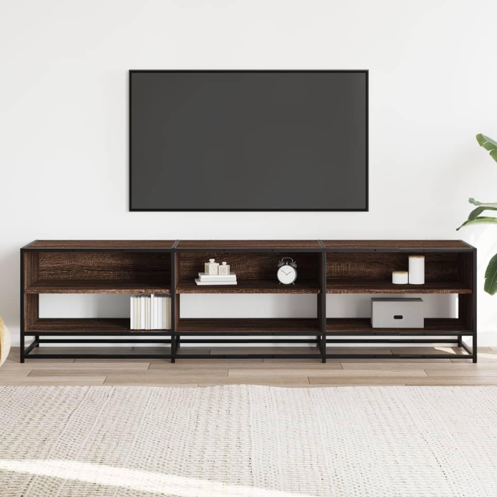 Natulvd 180cm TV Stand for TVs up to 75 Inches, Wide TV Cabinet Media Entertainment Center with 2 Tier Shelves, Modern TV Unit Console Table for Living Room Bedroom (Brown Oak)