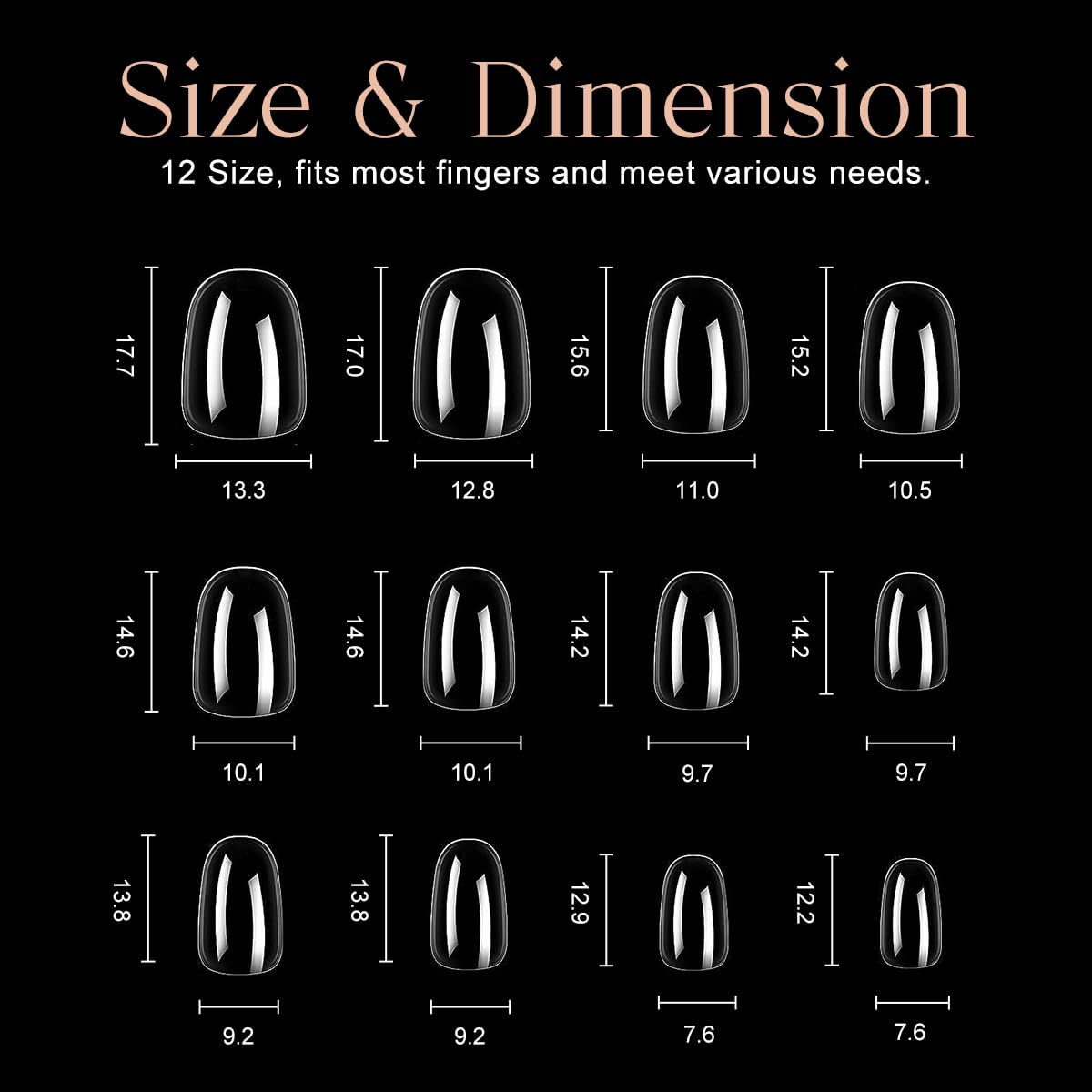 Gel Tips Nail Extension Kit, Fake Nail Tips 624PCS 12 Size with Nails Files Nail Clipper - Image 2