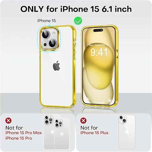 Miniatura 8 de MOCCA Funda transparente compatible con iPhone 15, no amarillea, compatible con carga inalámbrica, delgada, a prueba de golpes, transparente, a