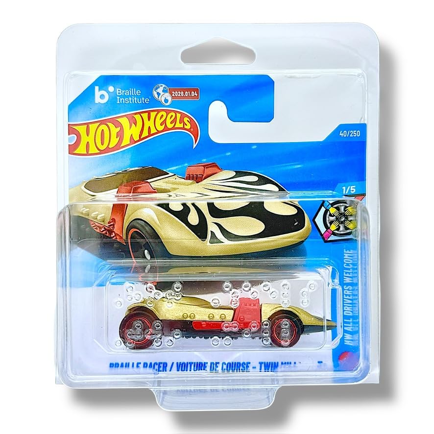 Hot Wheels Braille Racer (Gold, Red & Black) 1/5 HW All Drivers Welcome - 2026-40/250 (Short Card) - includes a KLAS Car Keeper Protector Case - JJJ11