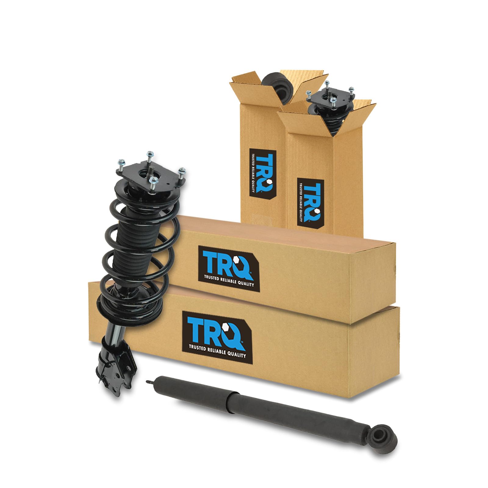 TRQ Front and Rear Complete Strut Assembly &amp; Shock Absorber Kit Complete Strut &amp; Coil Spring Assembly Compatible with 2011-2014 Ford Edge 2011-2015 Lincoln MKX