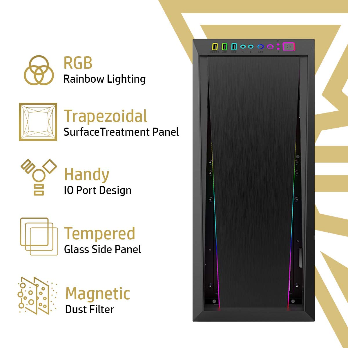 GAMDIAS Caja Media Torre ATX Argus M2 RGB con Panel acristalado (Negro)