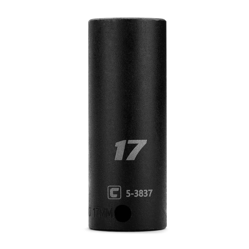 Soquete de impacto profundo Capri Tools 17 mm, encaixe de 9,5 mm (3/8 pol.), 12 pontos