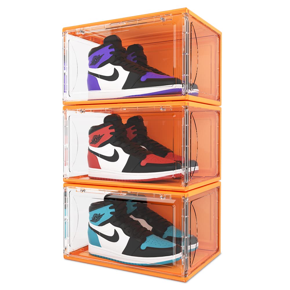 Buy 3 Pack Shoe Boxes Clear Shoe Display Organizer Plastic Shoe