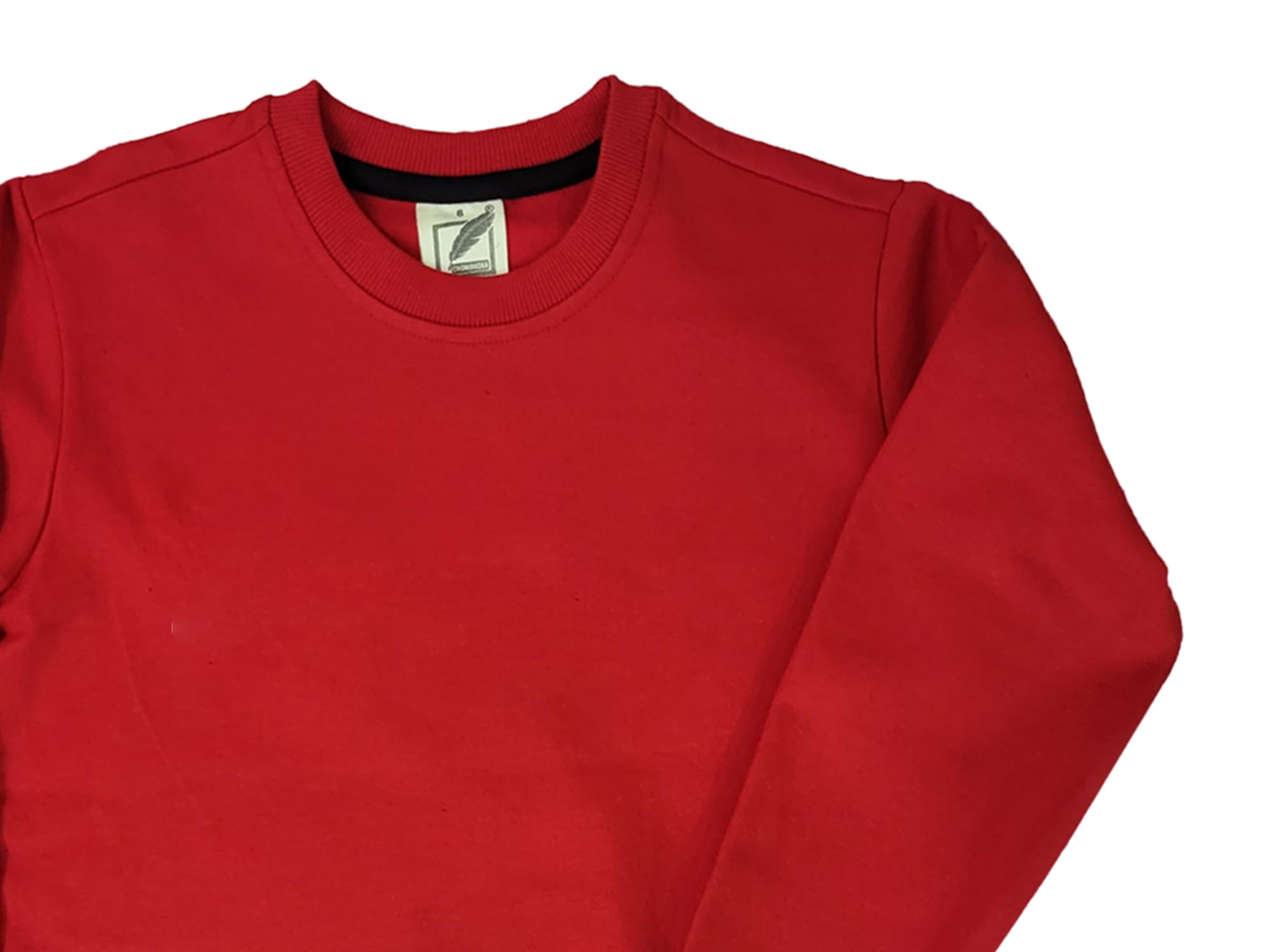 Chombooka Kids Full Sleeve Warm Sweatshirt | 100% Cotton Fleece Winter Wear | Solid Color Sweatshirt for Boys & Girls | Soft & Cozy Casual Wear Red 1
