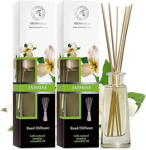Miniatura 2 de Difusor de varillas de jazmín con aceite esencial de jazmín natural, juego de 2 x 3.4 onzas líquidas (3.4 fl oz), fragancia fresca y duradera,