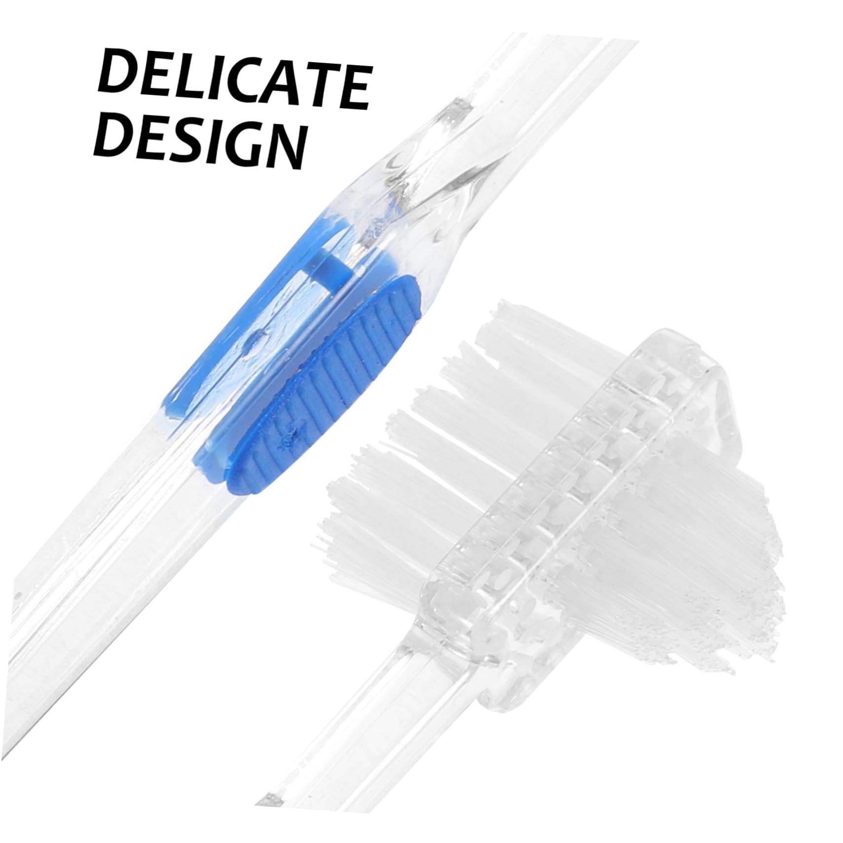 Mobestech 15pezzi Spazzolino Denti Falsi Trasparente Da Spazzola Bifacciale Per Pulizia Dentiere Manico Antiscivolo e Testina Multi-setole Per Rimuovere Macchie e Residui Alimentari