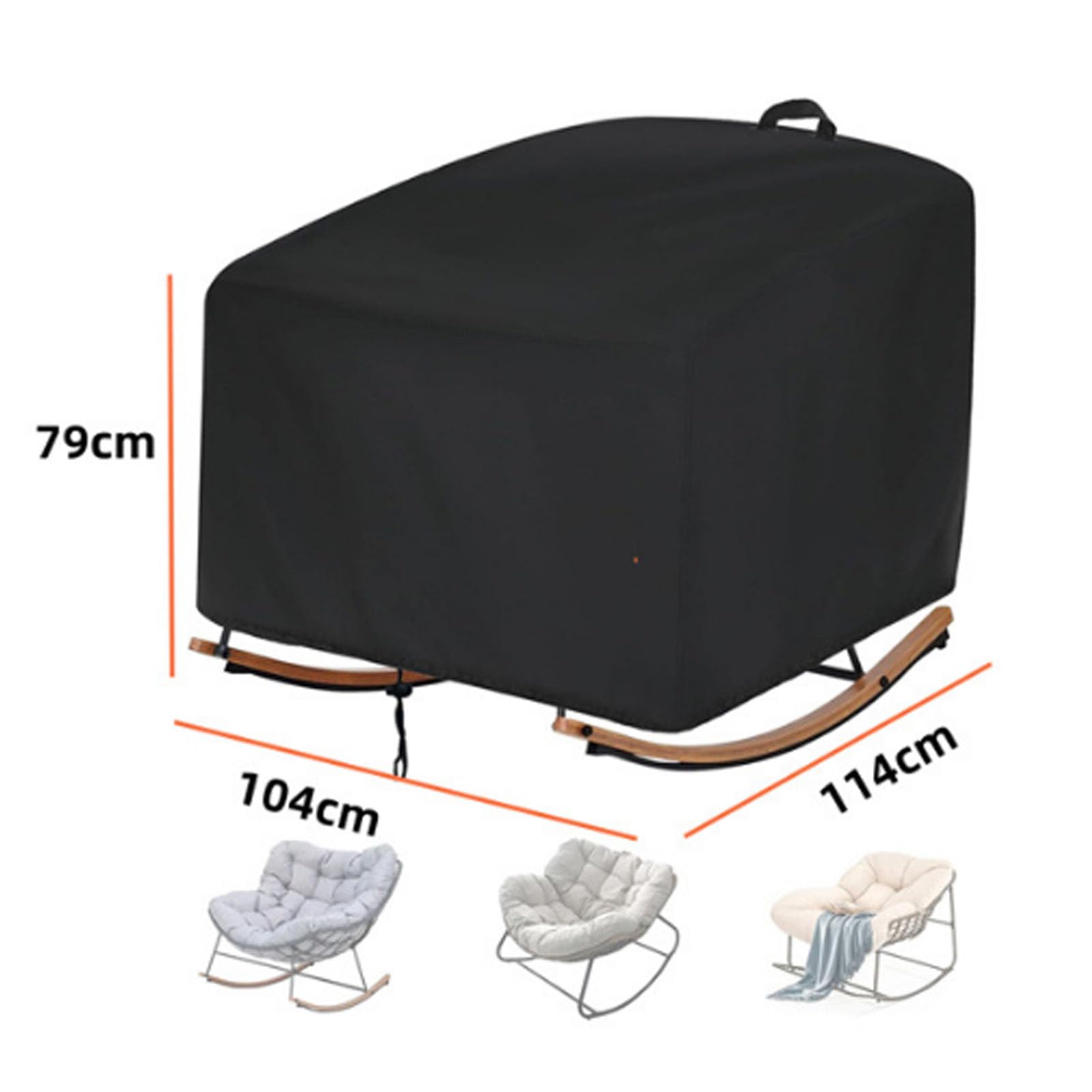 Copertura Protettiva per Sdraio Dondolo da Giardino,Copri Sdraio Dondolo da Giardino,Copertura Impermeabile per Sdraio Dondolo Rattan,Oxford Tessuto Antivento Copert(Size:420D:104x114x79cm,Color:Nero)