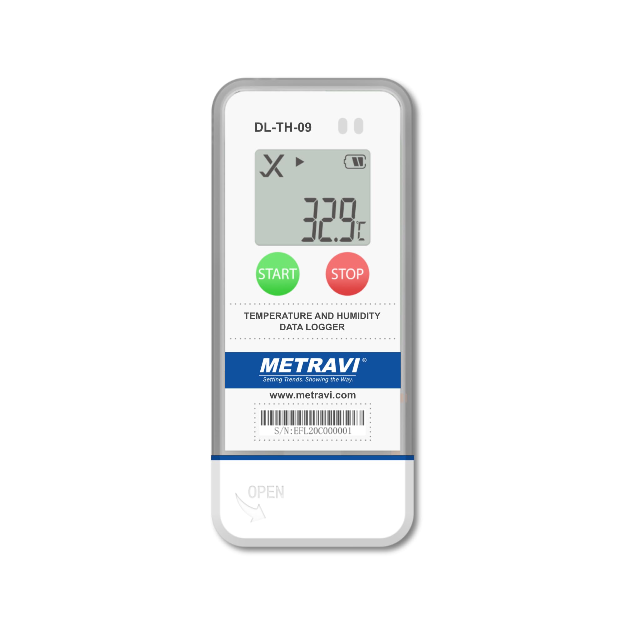 Metravi DL-TH-09 Temperature and Humidity Data Logger, USB-based, 32000 logs, FDA CFR-21 compliant, IEC-60529 – IP65, tamper proof reports