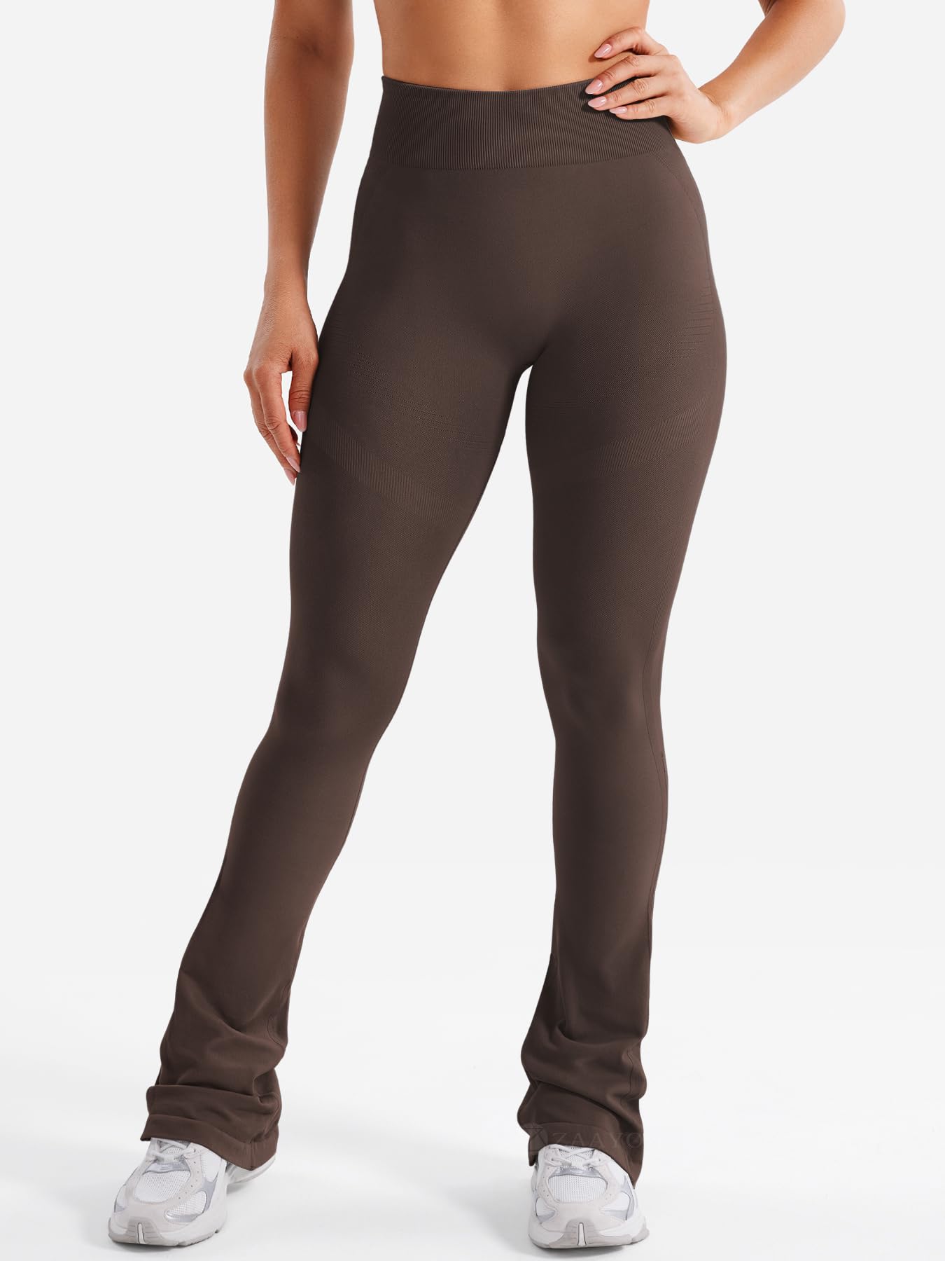 ZAAYO Flared Invisible Scrunch Legginsy damskie damskie spodnie push-up sportowe legginsy z wysokim stanem Bootcut Gym Yoga Training legginsy