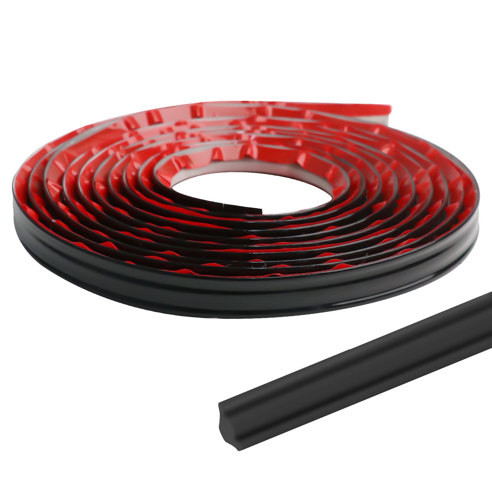 BantiePVC Moulding Trim, Flexible Laminate Beading Self Adhesive Plastic Wall Corner Edging Strip for Cabinet Countertop Ceiling Floor, Skirting Board, Caulk Strip(Black/5M).