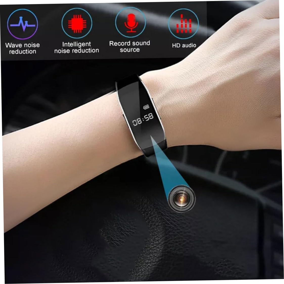 Grabadora de vídeo por Voz Digital, cámara de Audio 8G, Pulsera, Dispositivo de grabación con cancelación de Ruido