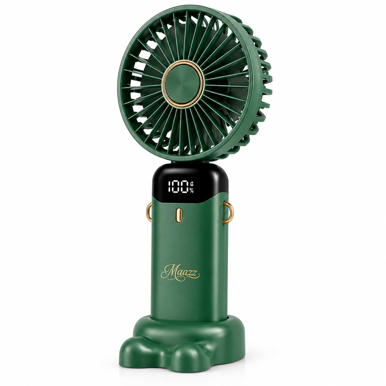 Maazz Portable Handheld Fan, Rechargeable Mini Fan with Digital Display, 5 Wind Speeds, 3600mAh Battery, (Dark Night Green)