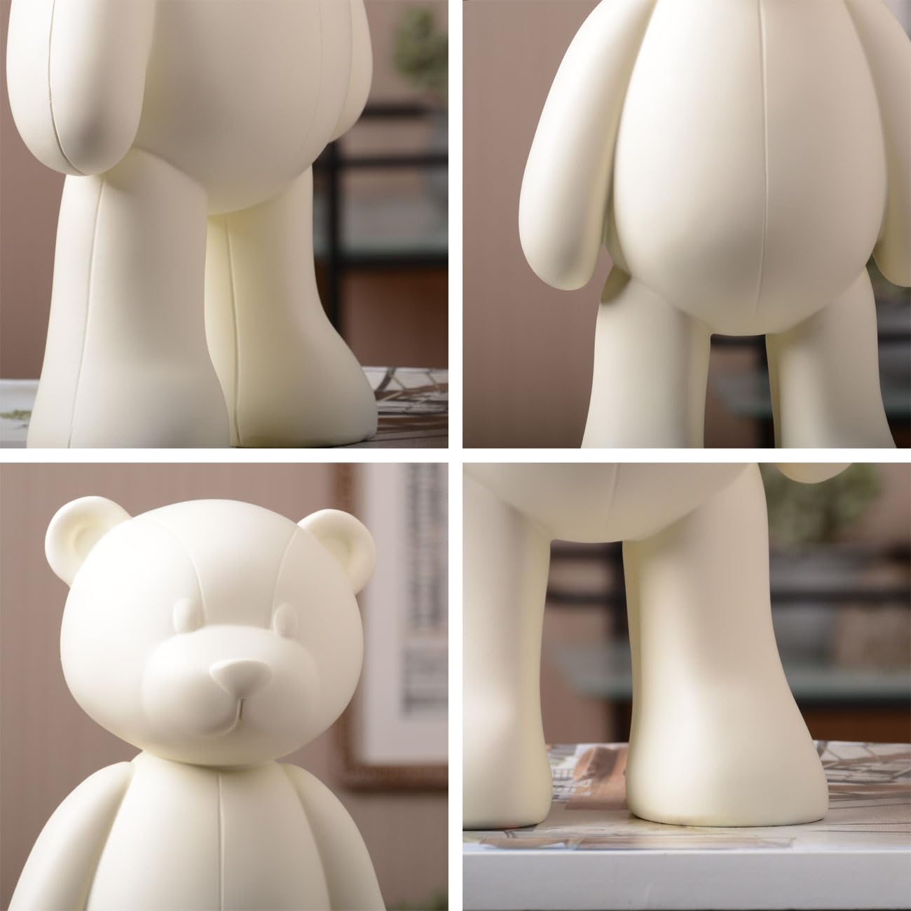Oso Escultura Figura Animal Decoración Moderna Arte Estatua 30cm | Resina Blanco Hogar Adorno Interior Artesanal Cumpleaño Festiva Regalo para Dormitorio Oficina Salón