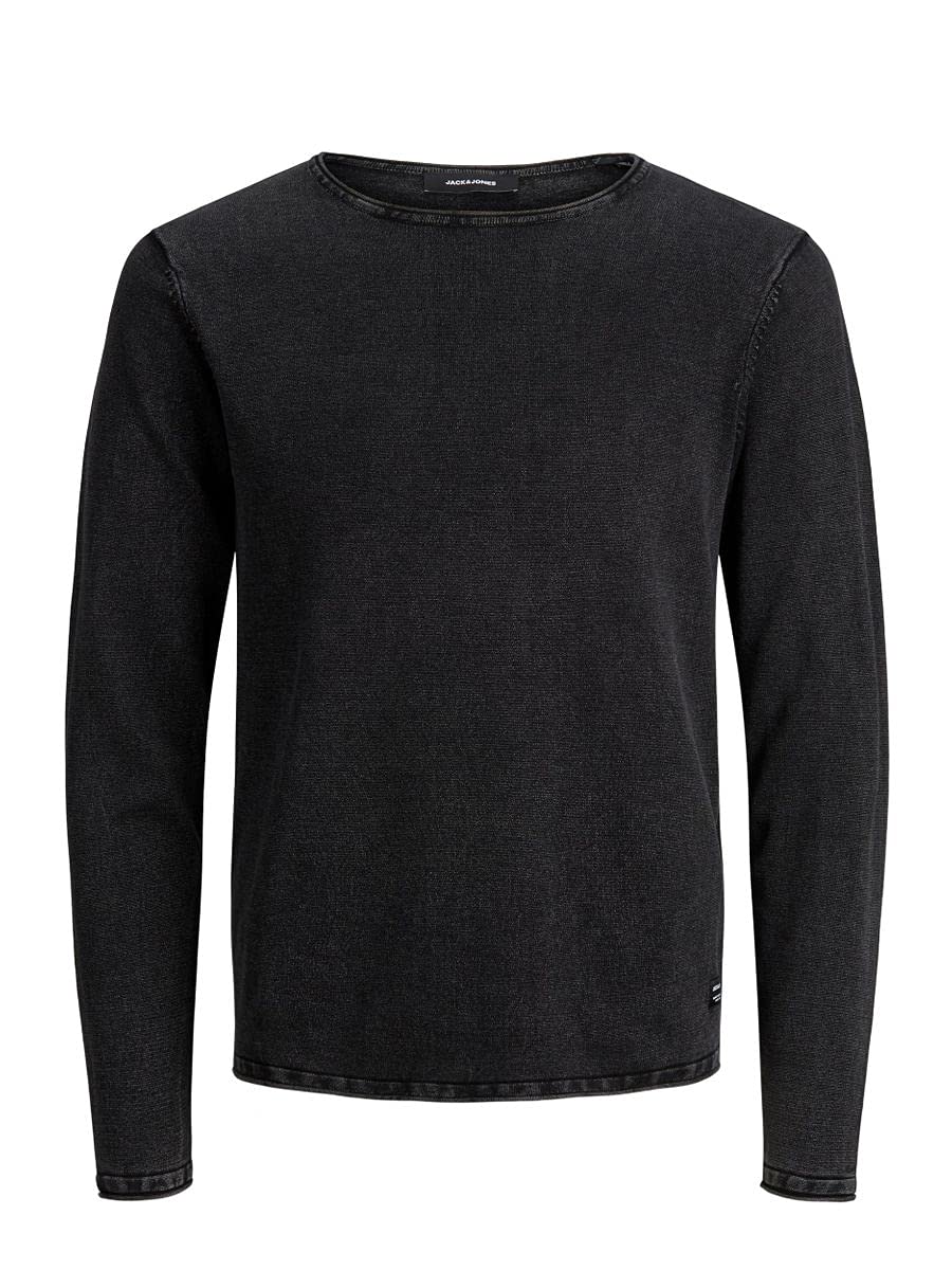 Jack & Jones Men's Jjeleo Knit Crew Neck Noos Sweater, Caviar, L