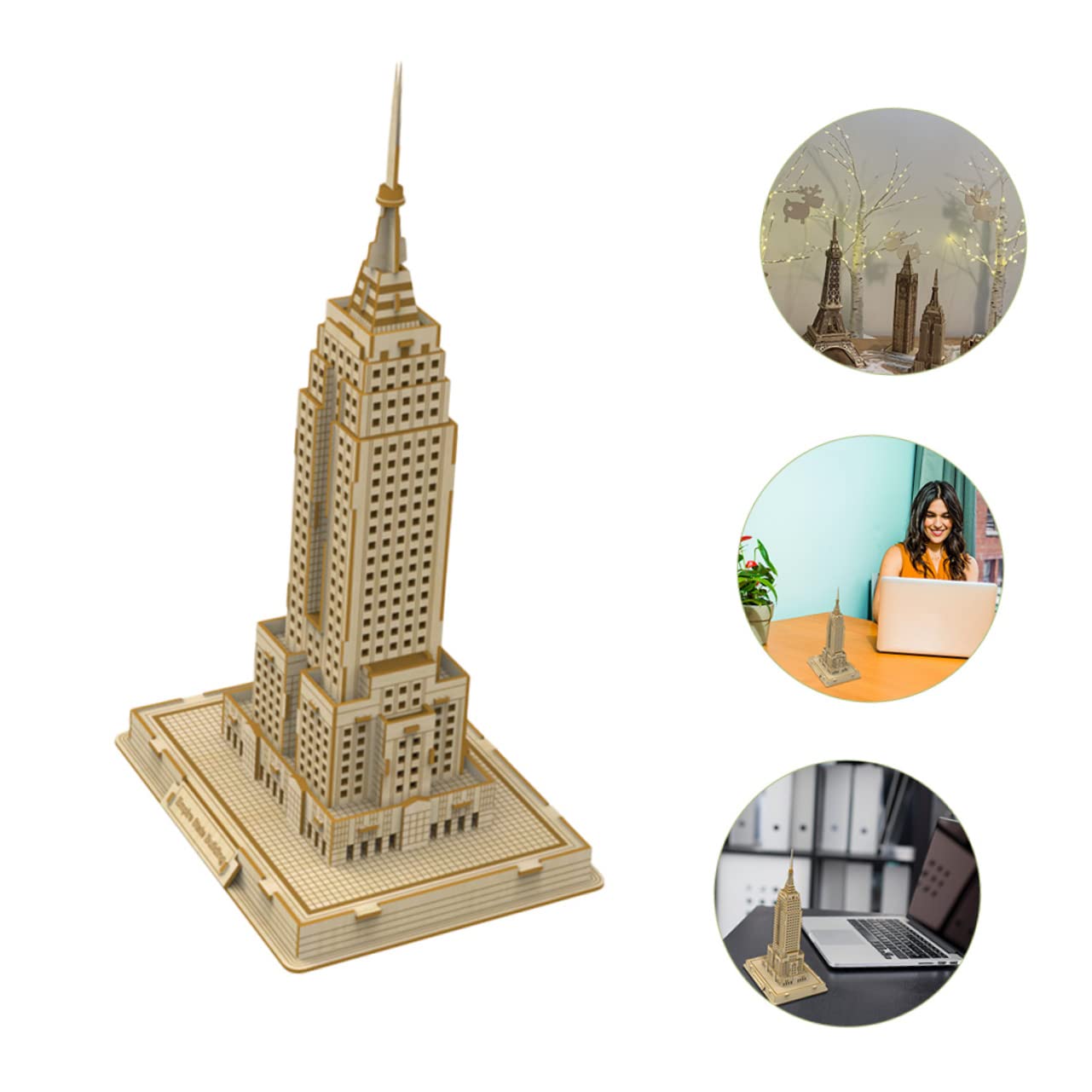 Puzzle Éducatif 3D et Présent en Bois Basswood Modèle de Gratte-Ciel DIY Créativité Améliorée, Décoration Unique pour Garçon et Filles