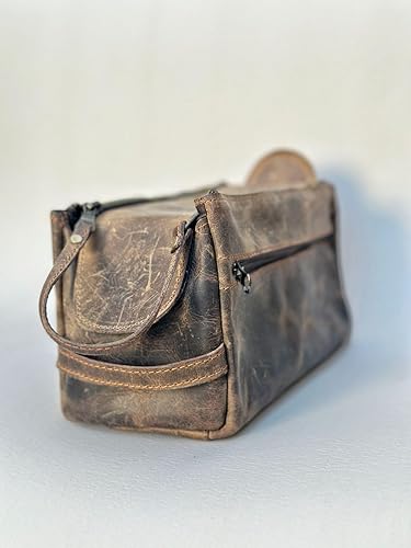 Miniatura 4 de AYRES Neceser para hombre  Bolsa de cuero genuino (no PU)  Kit de afeitado esencial de viaje, bolsa de viaje para hombre, estuche organizador de