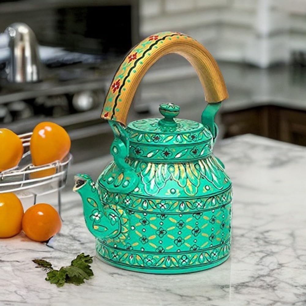 Handpainted Aluminum Tea Kettle - Copper -18