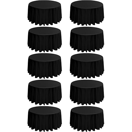 120 Inch Black Polyester Table Cover for Round Table