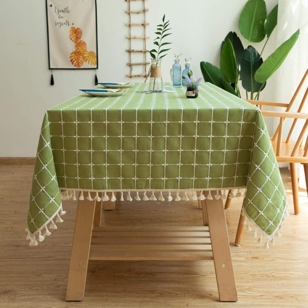 Anti Tache Nappe Lavable Rectangulaire Coton et Lin Respirant de Qualité Supérieure Longue Durée Vert 100 × 160cm