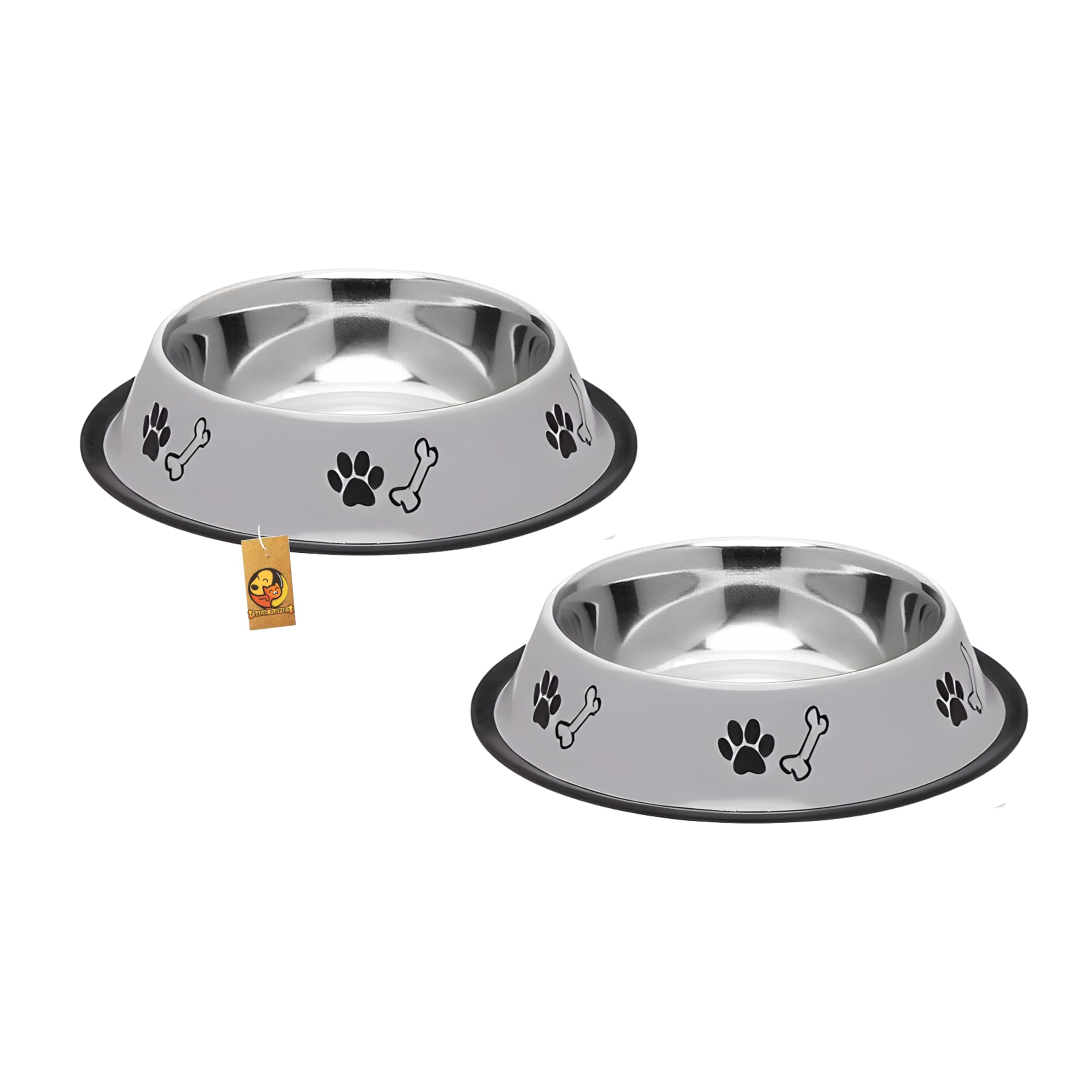 Foodie Puppies Stainless Steel Paw & Bone Print Bowl - 700ml, (Grey, Medium) for Small to Medium Dogs (700ml - Pack of 2, Grey) (B0D7997JF6) Amazon Price History, Amazon Price Tracker