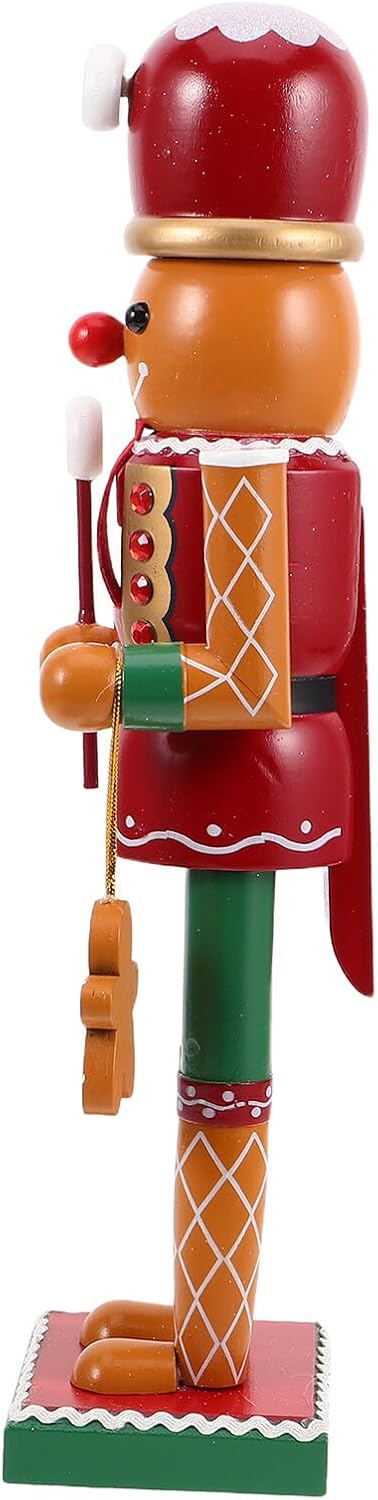 Gingerbread Nutcracker Ornament Wooden Soldier Figurine Christmas Nutcracker Decor for Mantel and Kitchen Shelves Holiday Tabletop Decoration