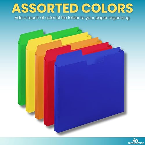 Miniatura 4 de 1InTheOffice Archivadores tamaño carta, carpetas de bolsillo para archivos, chaquetas de plástico para archivos, pestaña de corte de 13, 8.5 x 11