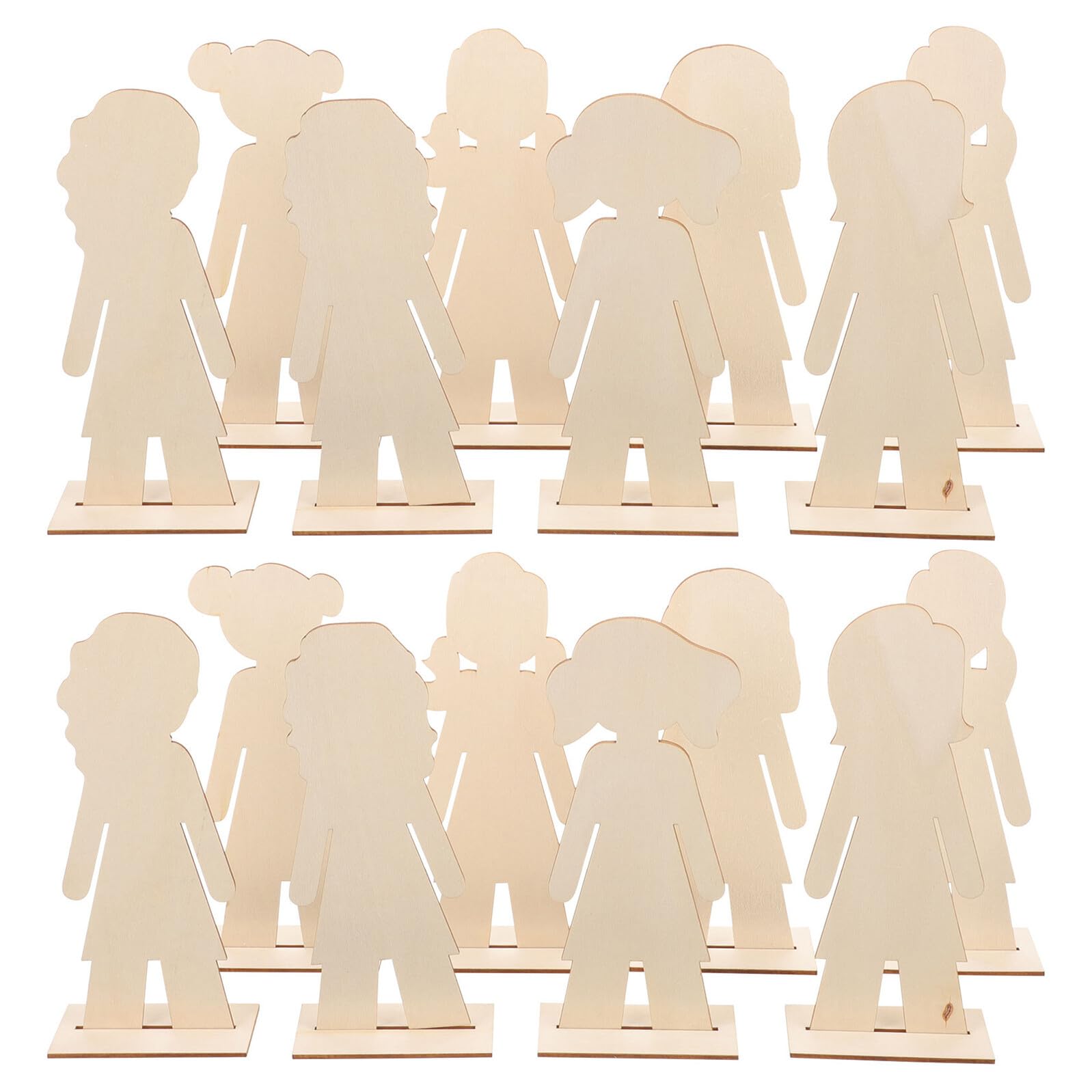 Cabilock 40 Piezas de Recortes de Madera sin Terminar Forma de Niña Decoración Artesanal para Materiales para Manualidades Escolares Figuras de Madera Naturales para DIY y Proyectos
