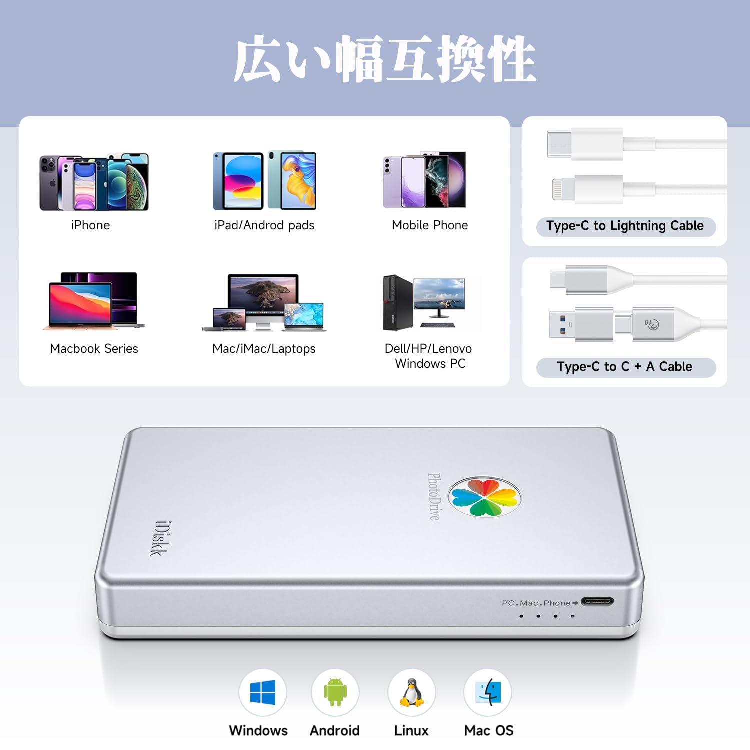 Amazon | 【Apple mfi認証済 1TB iPhone17/16/15対応】iDiskk iPhone外