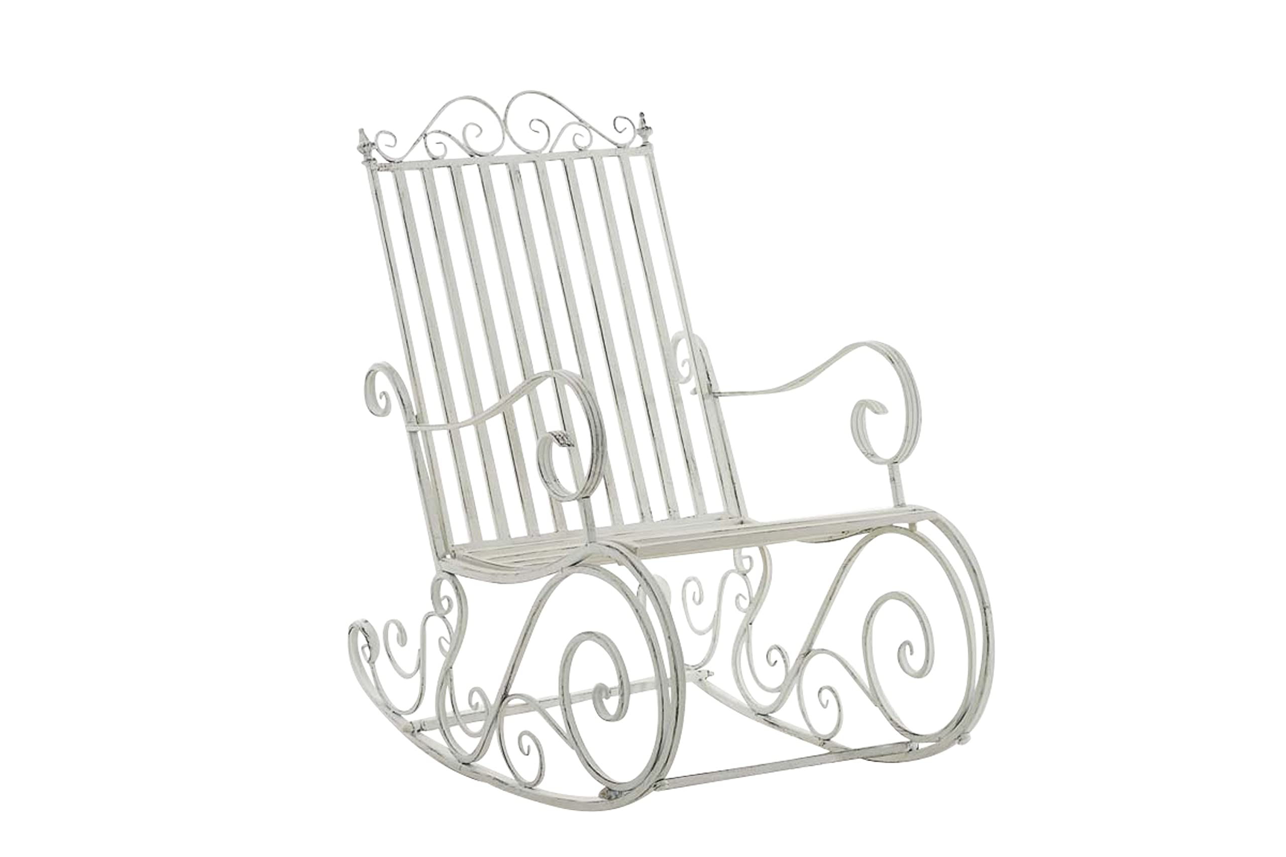 CLP Mecedora Relax Silla Smilla, Resistente al Clima para jardín, Estructura de Metal, Estilo rústico, sillón de Exterior, Color:Blanco Envejecido