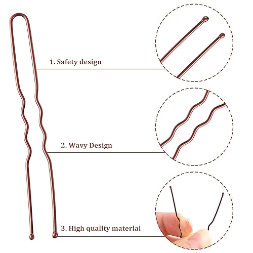 Miniatura 3 de 200 horquillas de pelo de 2.4 y 2 pulgadas para moños, bollos de pelo, alfileres de pelo con caja de almacenamiento para mujeres y niñas y