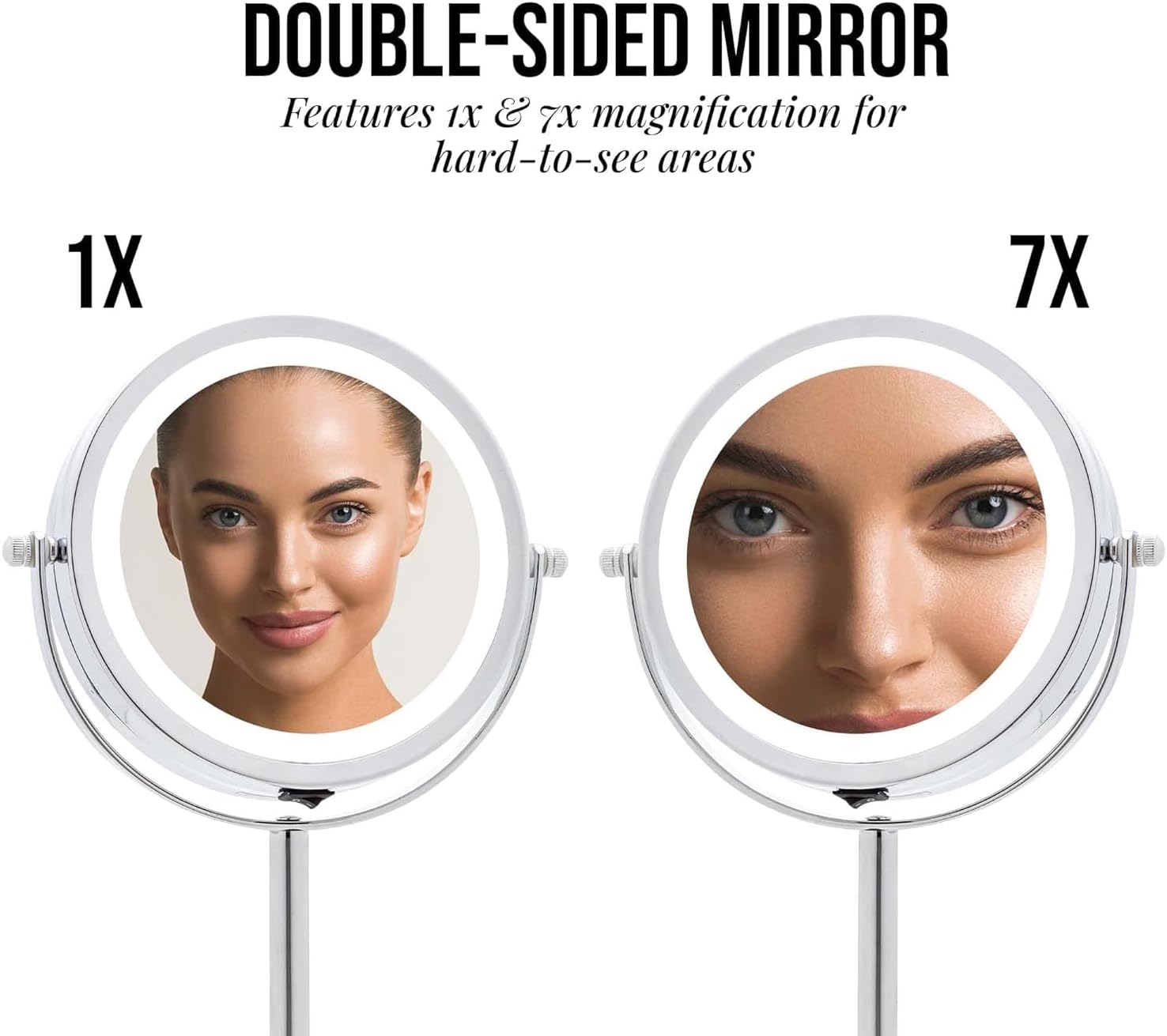 OVENTE 6" Lighted Tabletop Round Vanity Mirror, Polished Chrome MLT60CH1X7X image 2