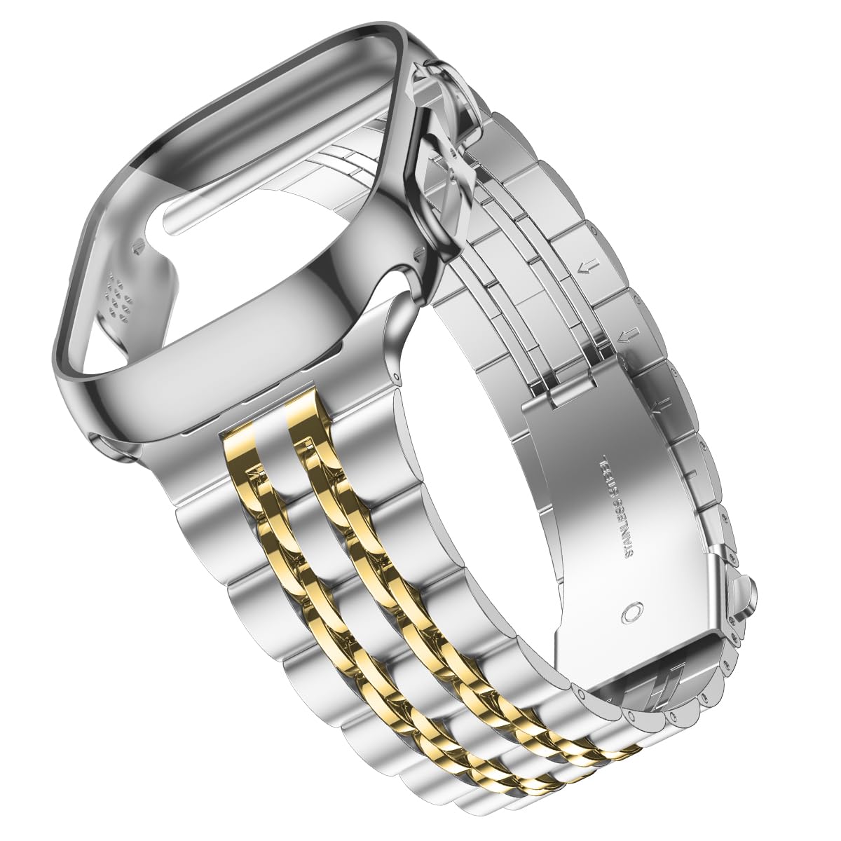 Wolait Compatible with Apple Watch Bands for Men 49mm 46mm 45mm 44mm 42mm 41mm 40mm 38mm,Stainless Steel Metal iWatch Bands with Screen Protector Case for Apple Watch Series11-1SE3/2/1,Ultra 3 2 1