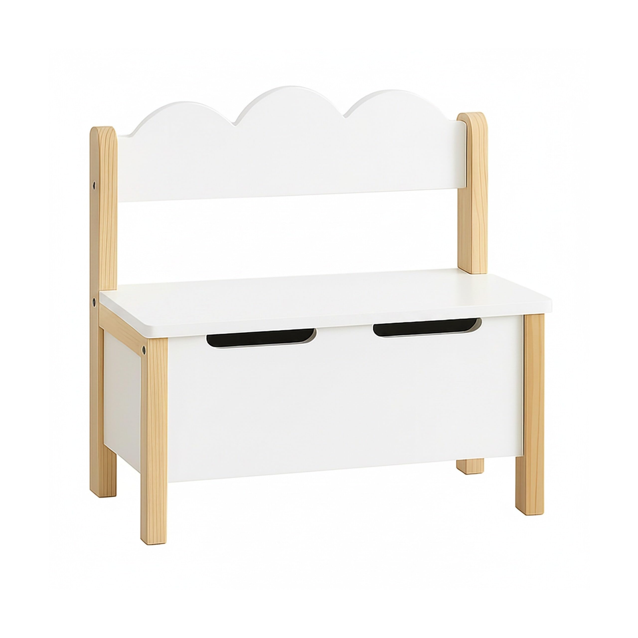 Banc pour Enfants Relaxdays avec Rangement, Couvercle, H x L x P : 60 x 60 x 25 cm, Banc Enfant, Chambre, Blanc/nat.