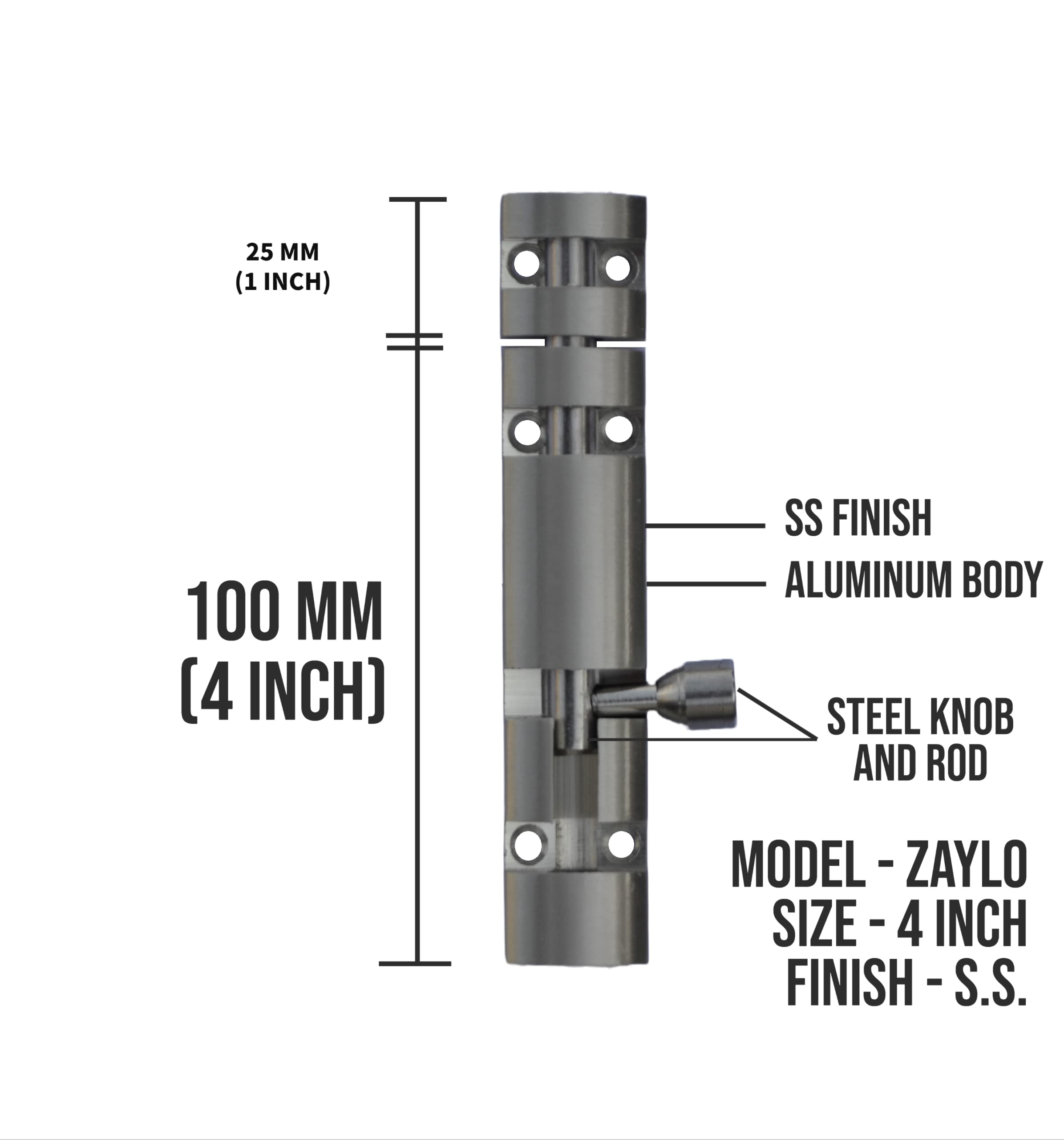 DHAKAD Stainless Steel Tower Bolts - 4 Pack -2