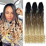 KGBFASS Box Crochet Hair Goddess Braids with Curly Wavy Ends Ombre Brown 24inch Long Pre-looped Box...