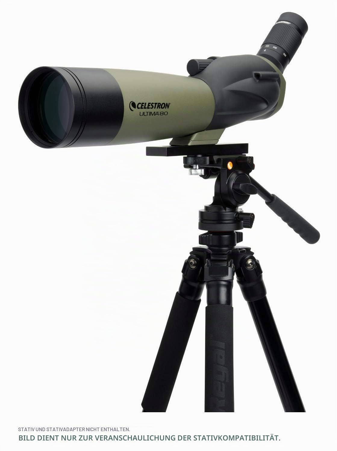 Celestron 52250 Ultima 80mm Angled Refractor Spotting Scope Telescope, Green