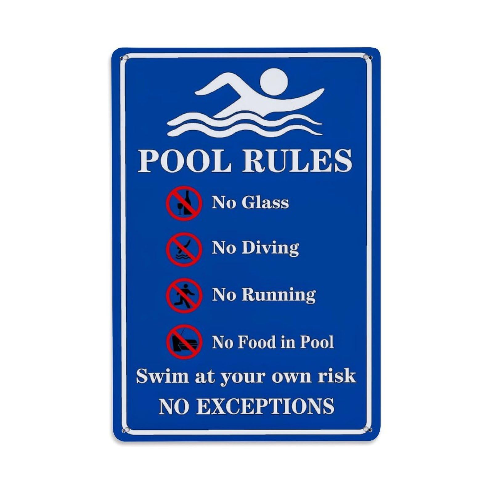 Jdfenggu Vintage Pool Rules Sign With Icons Retro Metal Tin Sign, Decor Art Poster For Bar, Home, Man Cave, Kitchen, Laundry Room Gift 8X12inch