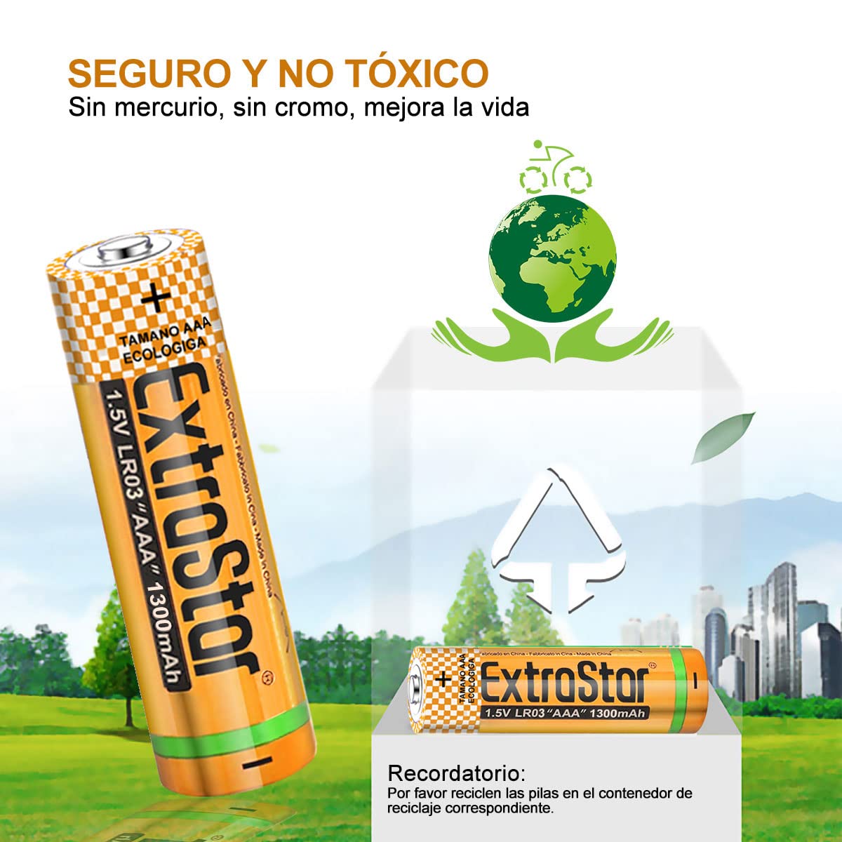 EXTRASTAR Batería de Alcalinas AAA LR03 de 1,5 Voltios, 1300mAh No7 Pilas, Gama Performance, No Se Puede Cobrar, 24Pcs — view 4