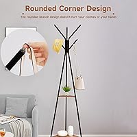 Vista 6 de Perchero independiente, árbol de pasillo con 2 estantes, perchero para sombrero, ropa, bolsa, soporte para entrada, sala de estar, dormitorio