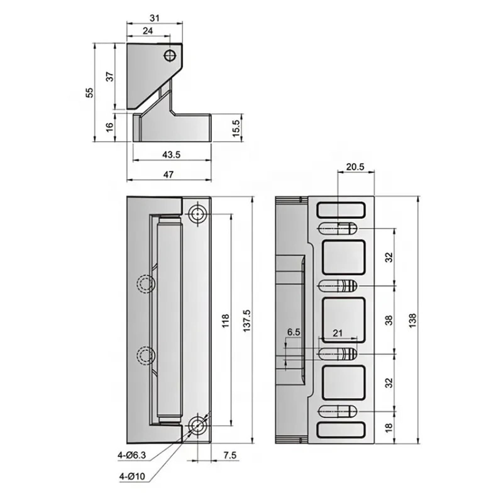 Bisagra de horno negra de aleación de zinc, equipo automático, bisagra de soporte de carga, 1 pieza