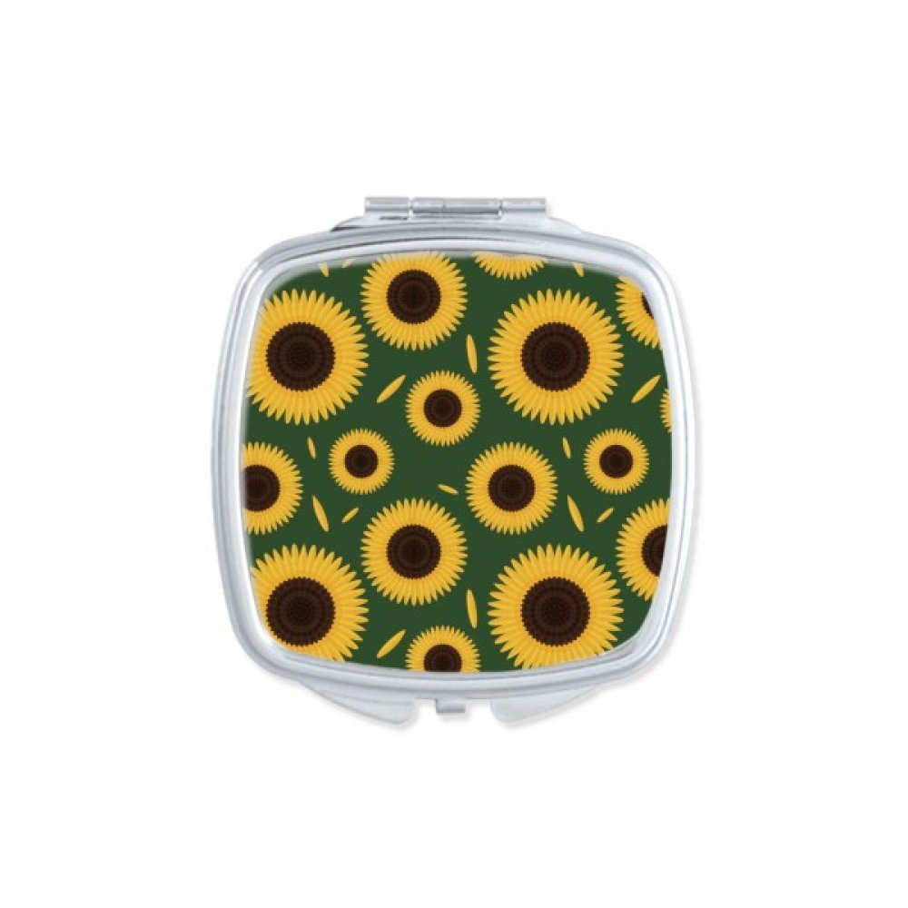 Miroir de poche tournesol compact et carré pour retouches maquillage