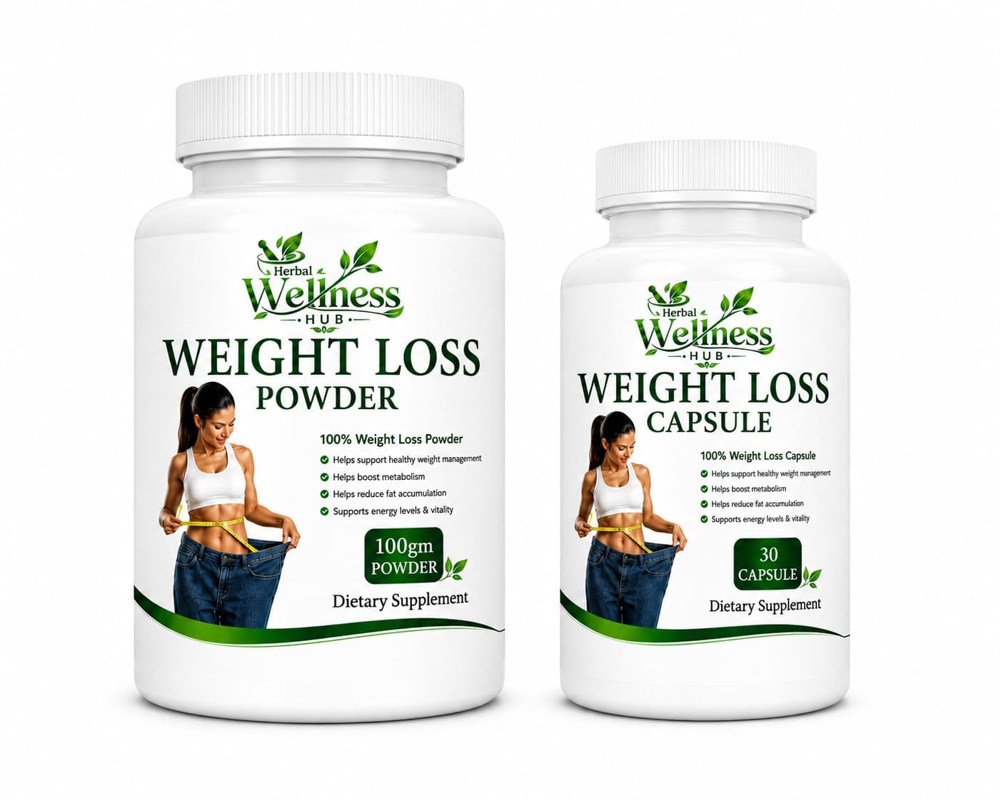 Fat Cutter Combo Pack | Powder 100g + Capsules 30 Count | Herbal Weight Management Supplement for Men & Women | Green Tea, Garcinia Cambogia, Green Coffee Bean-image-47