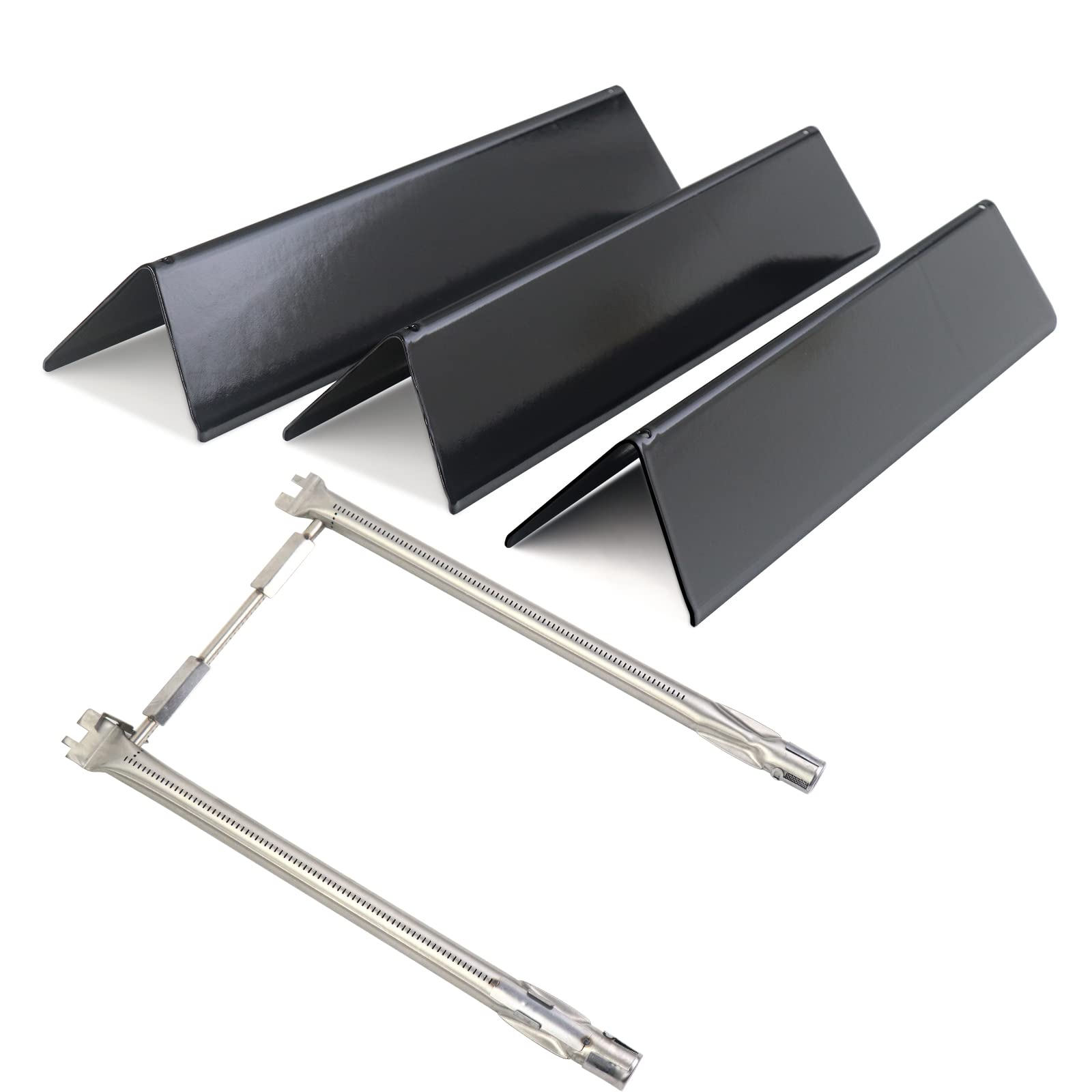 Plowo 15.3" 7635 Flavorizer Bars & 69785 Grill Burner Tube Replacement for Weber Spirit I & II 200 Series with Front Control Panel, Spirit E210, E220, S210, S220 Grill Part Kit