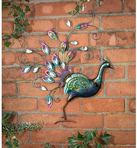spot on dealz Hand-finished Diamante Peacock Wall Art With Jewel Details - Front Facing
