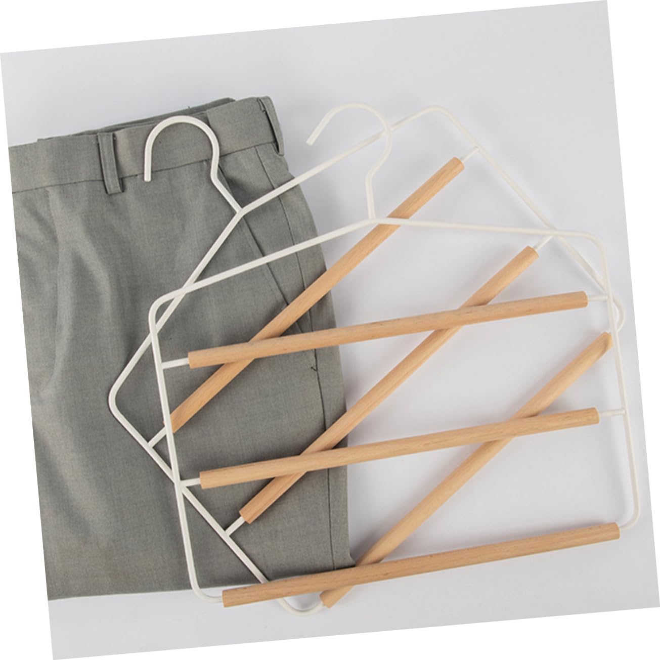 Levemolo Multi-Function Pants Hangers Space-Saving Clothes Hangers Pants Hangers Rack Trouser Hanging Nonslip Rack Hanger Wardrobe Hanger Space Saving Trousers Racks Pants Jeans Racks Metal