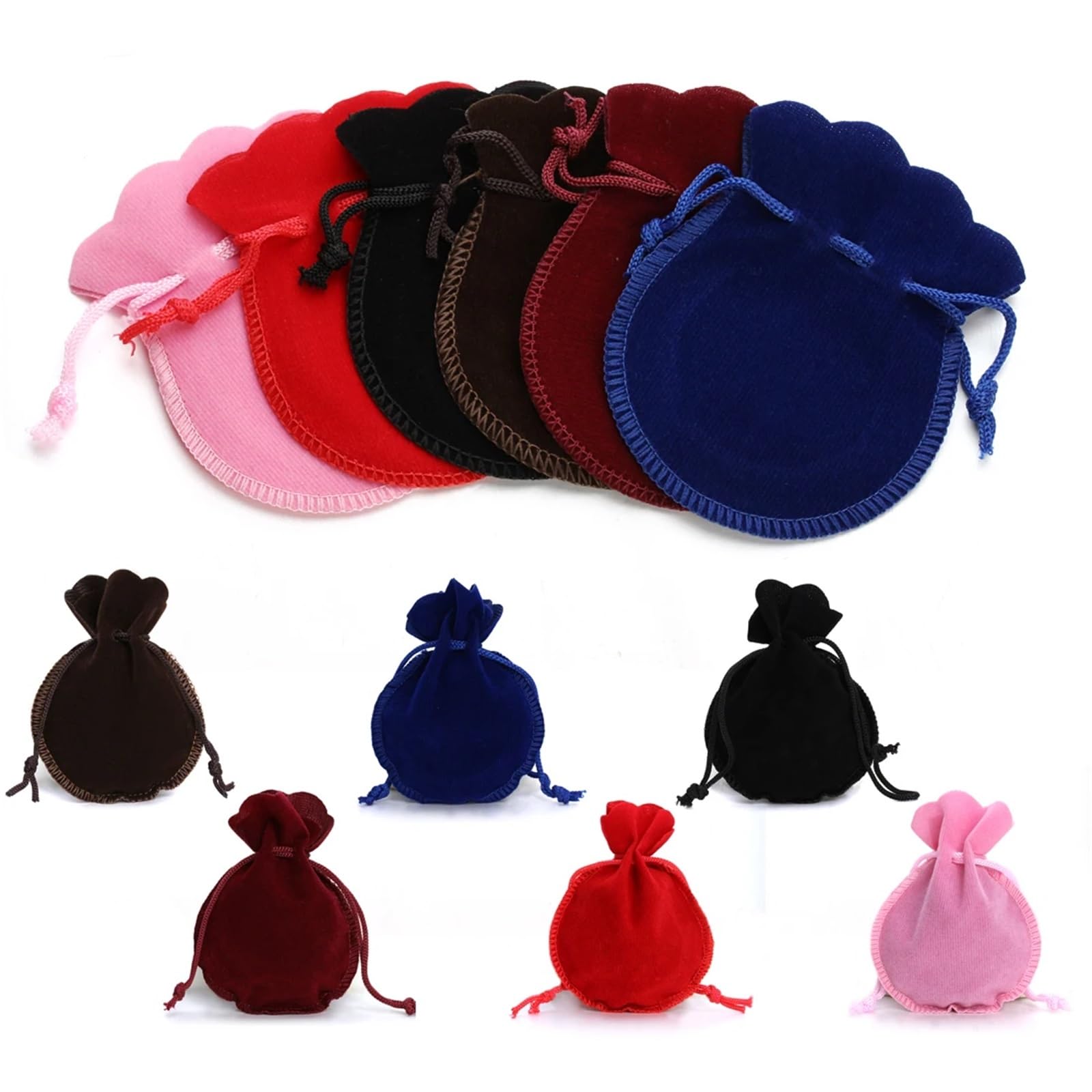 Schmuckbeutel 100 Stück Kürbis-Samt-Geschenkbeutel, Bunte Kordelzug-Schmuck-Aufbewahrungsbeutel for Hochzeit, Party, Verpackung