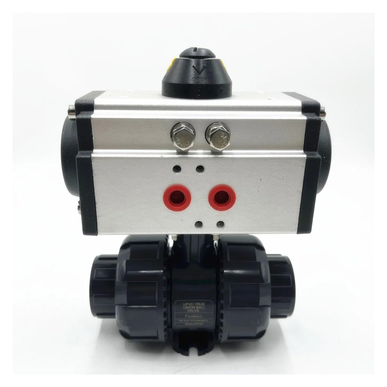 MXXDMOPD Pipe ID 110mm PVC 4" DN100 Union Connection Pneumatic Ball Valve PTFE Sealing Double Acting Actuator