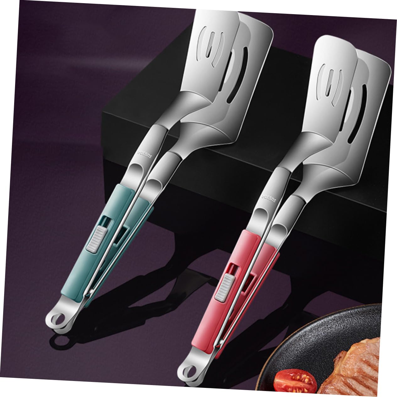 ABOOFAN 4 Piezas De Espátula Para Pescado Frito Accesorios Para Plancha Para Cortar Pescado Soporte Para Pesas Para Filetes Colador Pinzas De Cocina Para Cocinar Pinzas De