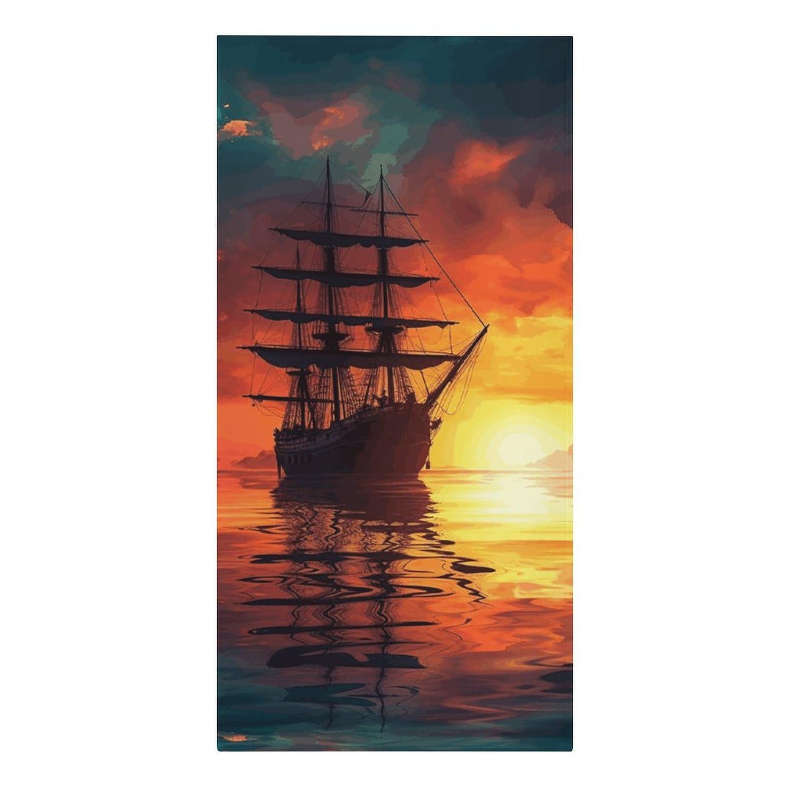 QMNLKH A Sailing Boat on The Water Beach Towel for Women, Large Microfiber Pool Towel for Men, Absorbent Swim Towels for Home, Lightweight Bath Towels for Camping, Yoga, 30.3"x61.4"